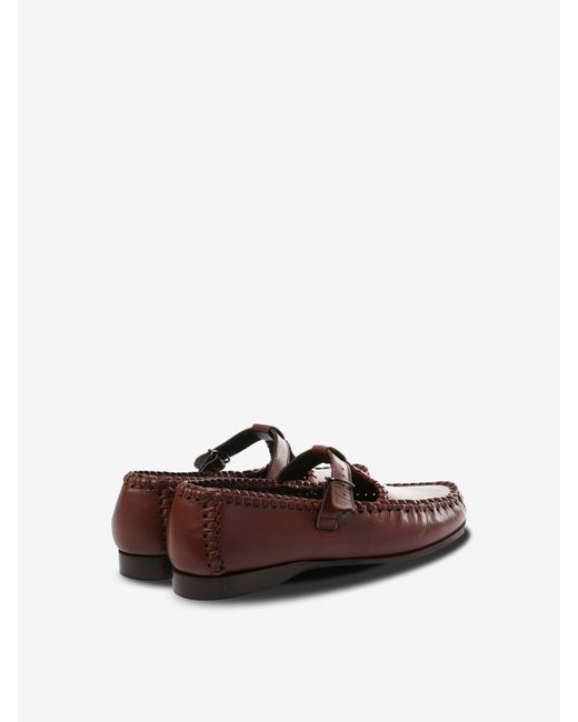 Hereu Brown Buckle Braided Shoes
