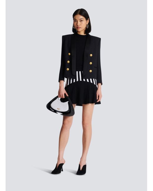 Balmain Black Wool Cropped Blazer