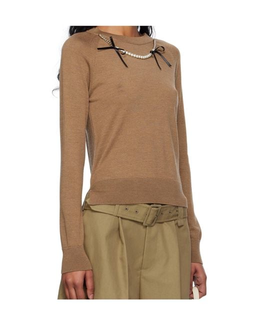 Simone Rocha Brown Embellished Knitted Jumper