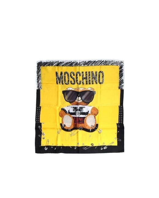 Moschino Yellow Teddy Bear Printed Scarf
