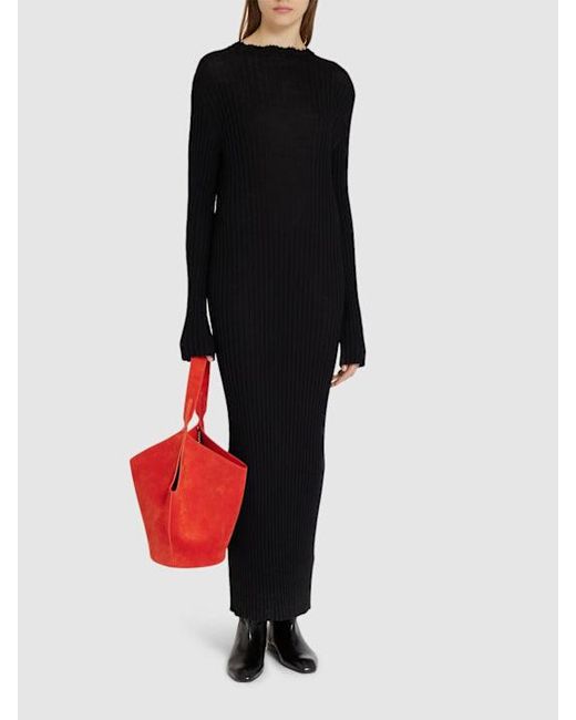 Khaite Black Sigrid Fine Wool Long Dress