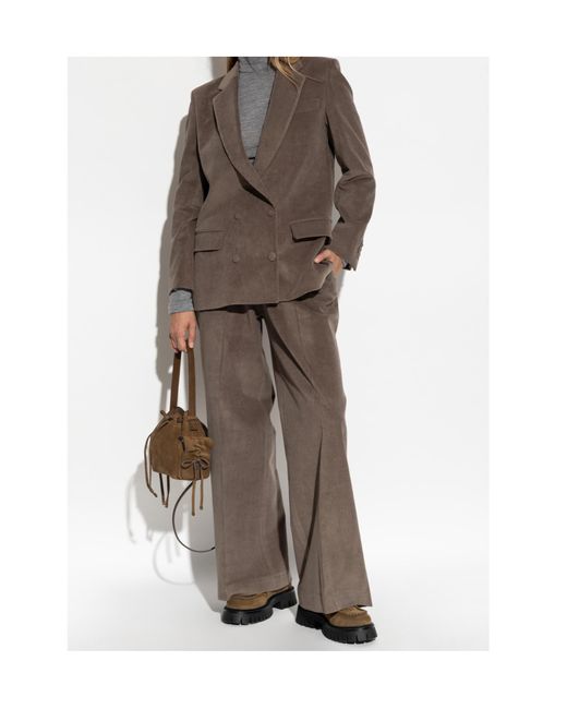 Officine Generale Brown Corduroy Wide-Leg Trousers