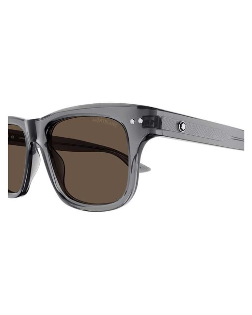 Montblanc White Eyewear Panthos Frame Sunglasses for men