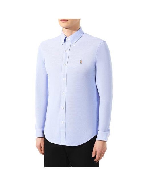Armani Collezioni Blue Embroidered Logo Shirt for men