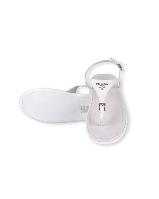 Prada White Logo Sandals
