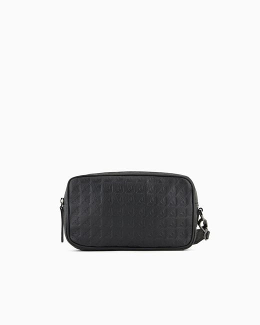 Emporio Armani Black Logo Plaque Zip-Up Clutch Bag for men