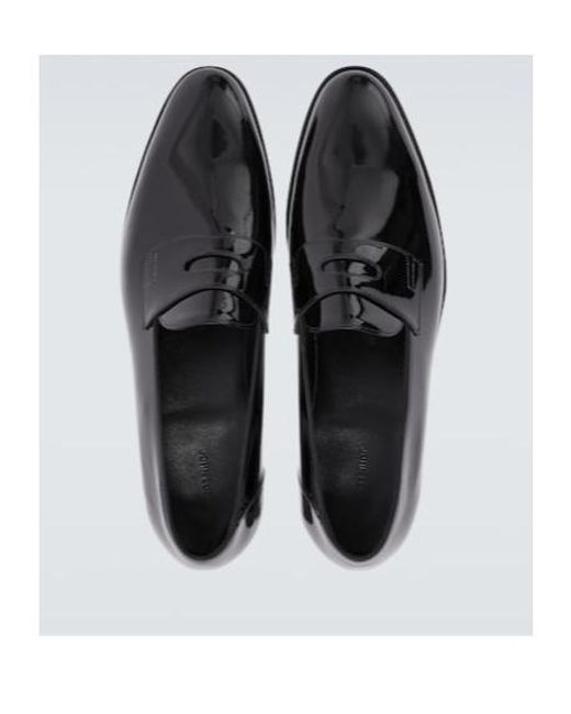 John Lobb Black Jamie Patent Leather Penny Loafers for men