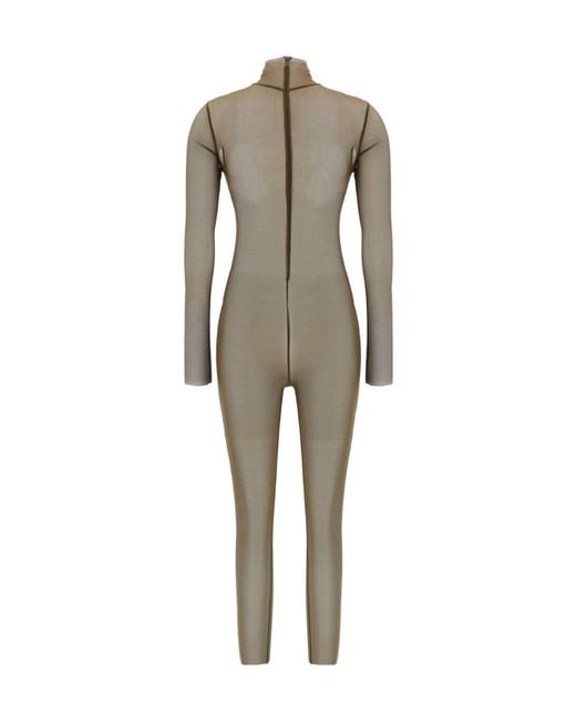 Norma Kamali Gray Turtle Semi-Transparent Jumpsuit