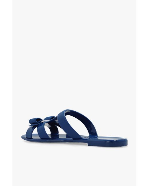 Ferragamo Blue Logo Slippers