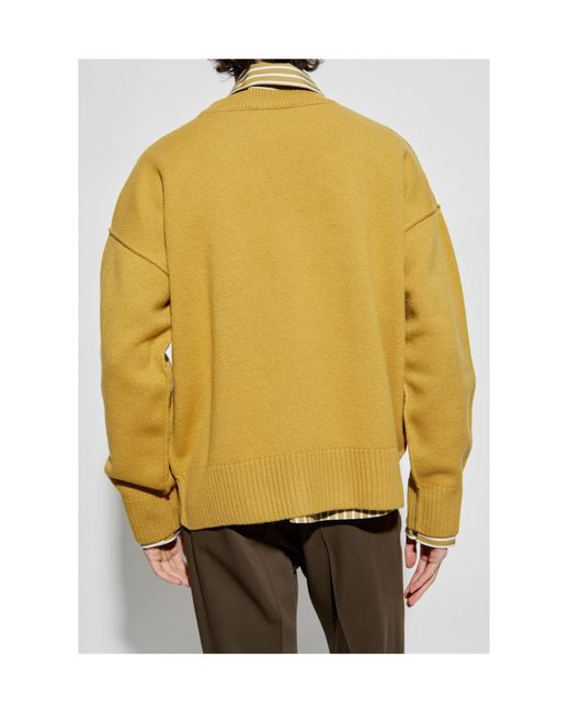 AMI Yellow Ami Ami De Coeur Crewneck Jumper