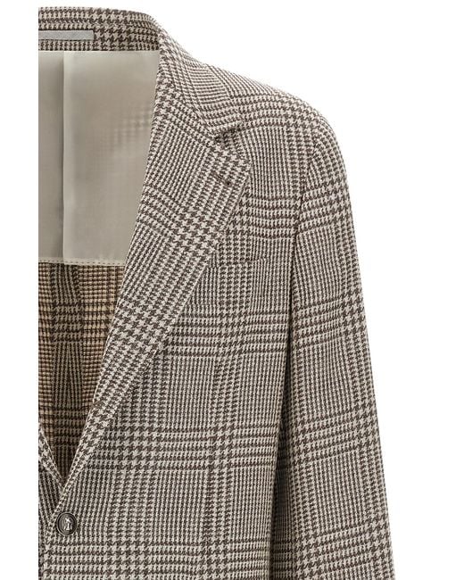 Brunello Cucinelli Gray Houndstooth Blazer for men