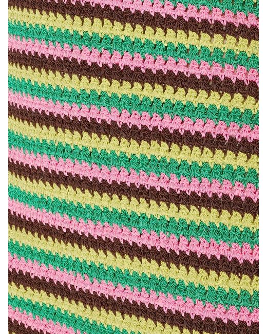 FRAME Green Crochet Neck Mini Dress