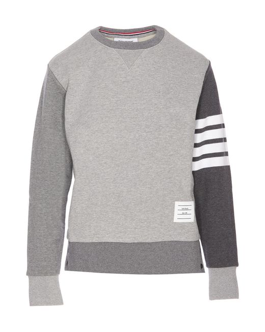 Thom Browne Gray 4-Bar Crewneck Sweatshirt