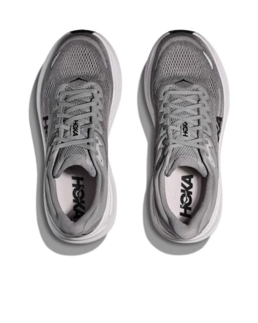 Hoka One One Gray Bondi 9 Lace-Up Sneakers for men