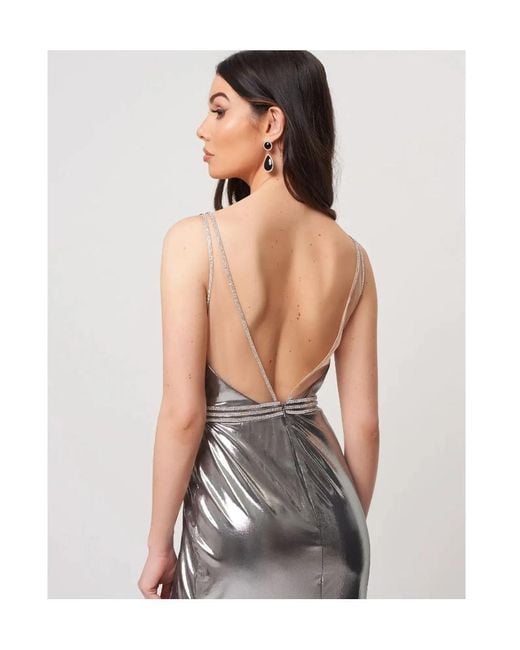 Forever Unique White Diamond Decorated Metal-Wrapped Dress