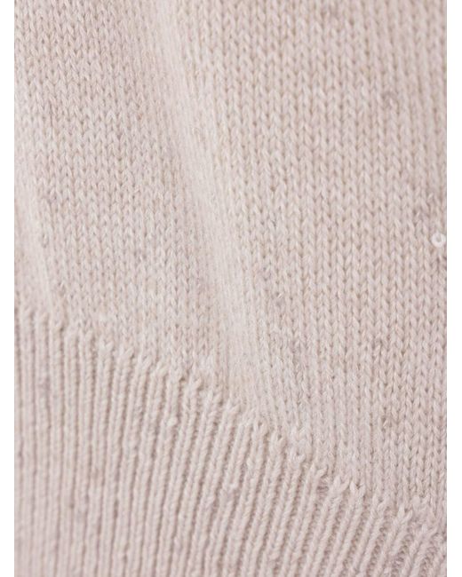 Brunello Cucinelli White V-Neck Long-Sleeved Sweater