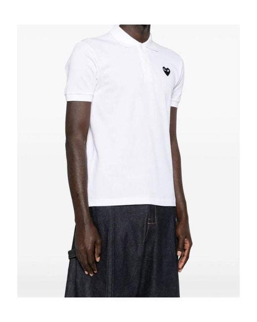 Comme des Garçons White Comme Des Garçons Play Logo-Appliqué Short-Sleeved Polo Shirt for men