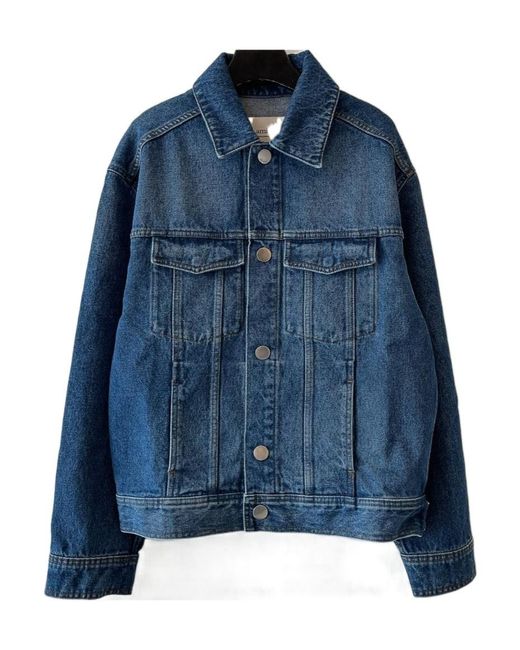 AMI Blue Logo Patch Denim Jacket for men
