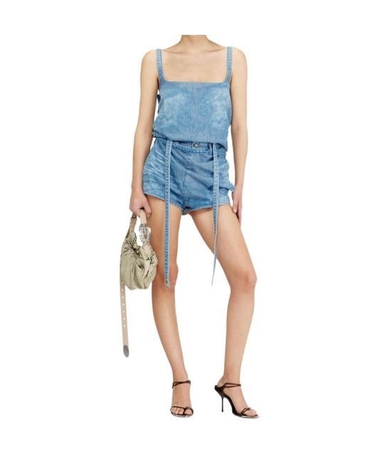 DIESEL Blue De-Drexa-Fsi Biker Belted Denim Shorts