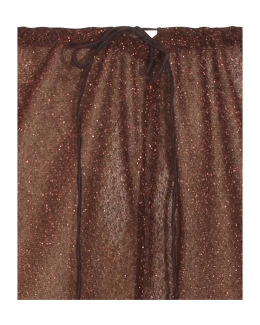 Oseree Brown Oséree Lurex Thread Trousers