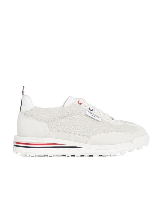 Thom Browne White Tech Runner Shearling Sneakers