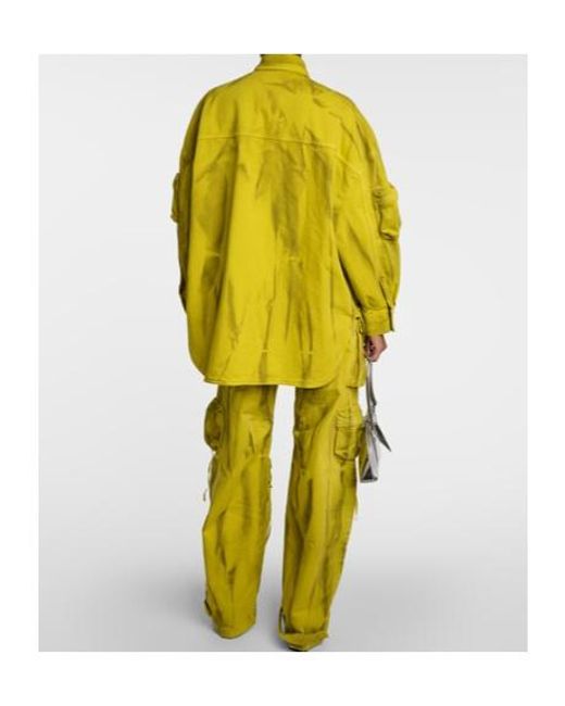 The Attico Yellow Fern Cotton Biker Jacket