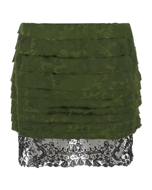 Saint Laurent Green Patterned Skirt