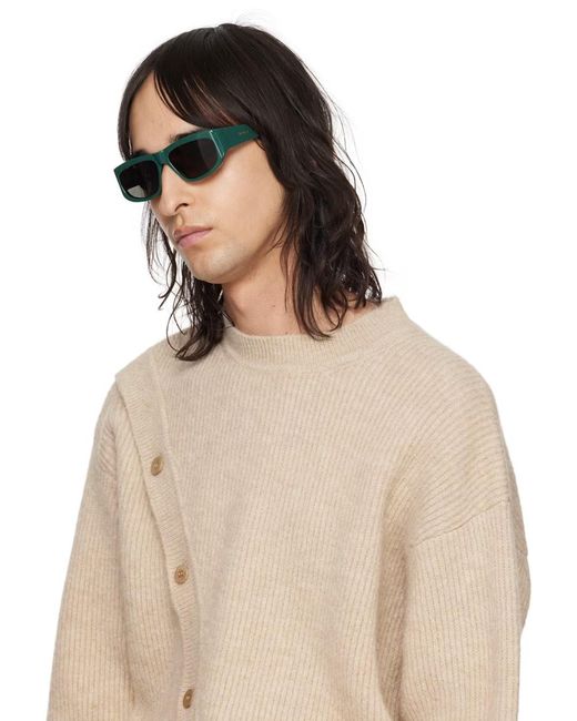 Jacquemus Green Rectangle-Frame Sunglasses for men