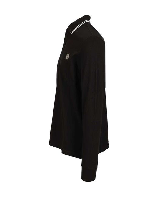 Stone Island Black Long Sleeve Polo Shirt for men