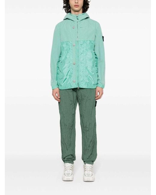 Stone Island Green Logo Patch Hooded Jacket for men
