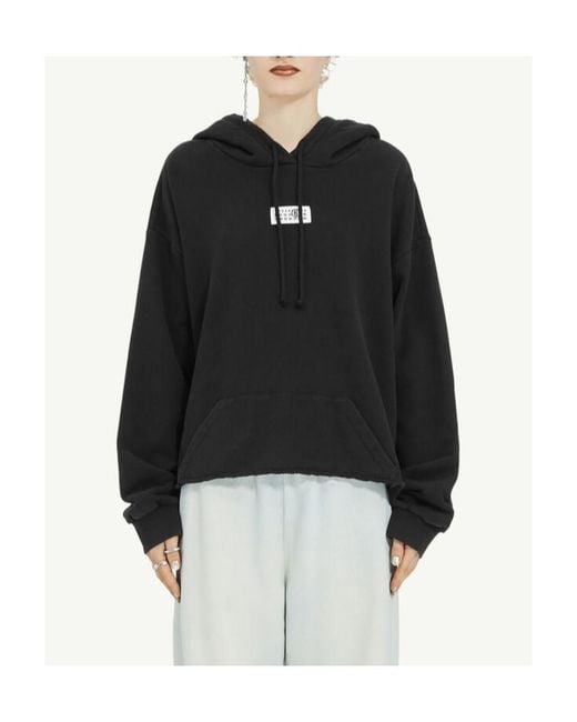 MM6 by Maison Margiela Black Drop Shoulder Hoodie