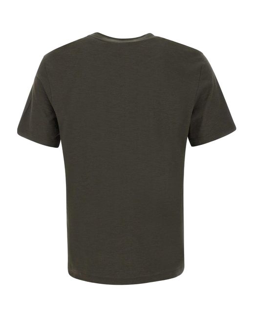 Kangra Cashmere Green Kangra Flamed Cotton Crew Neck T-Shirt for men