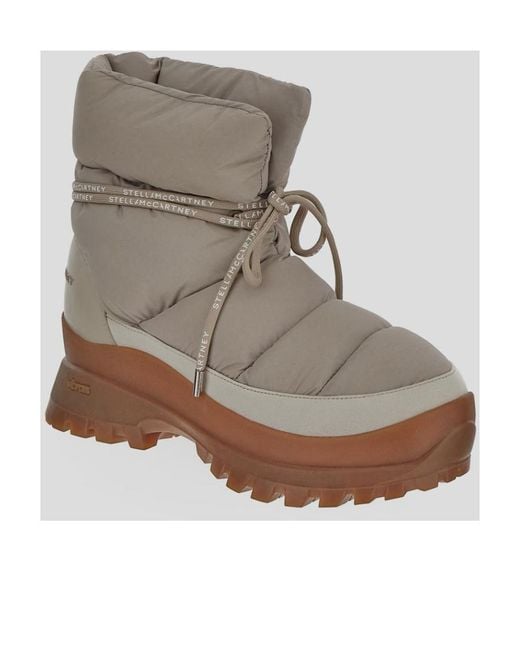 Stella McCartney Gray Round Toe Puffy Trace Boots
