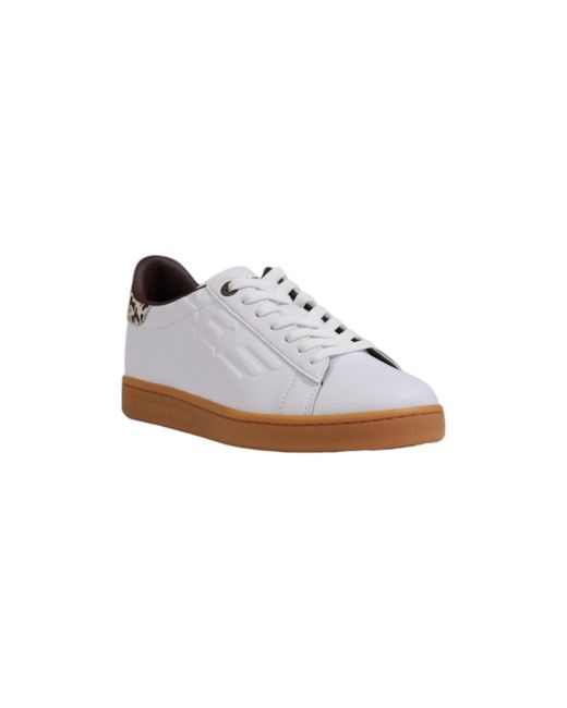 EA7 White Round-Toe Low-Top Casual Shoes for men
