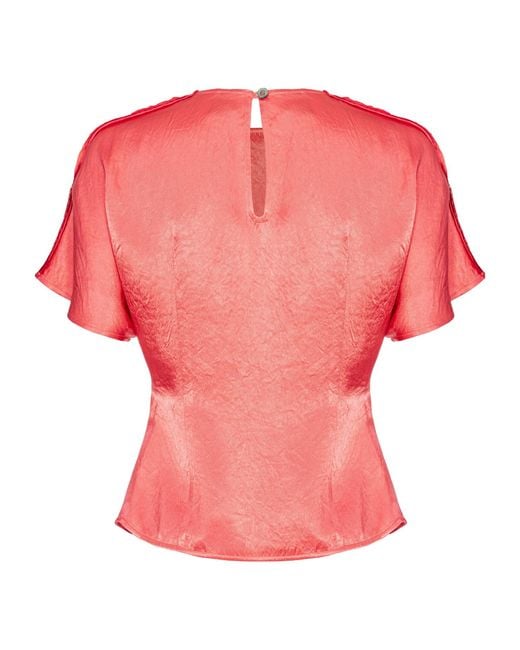 Pinko Red Panelled Short-Sleeve Top