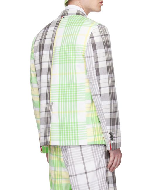 Thom Browne Green Checked Single-Breasted Blazer for men