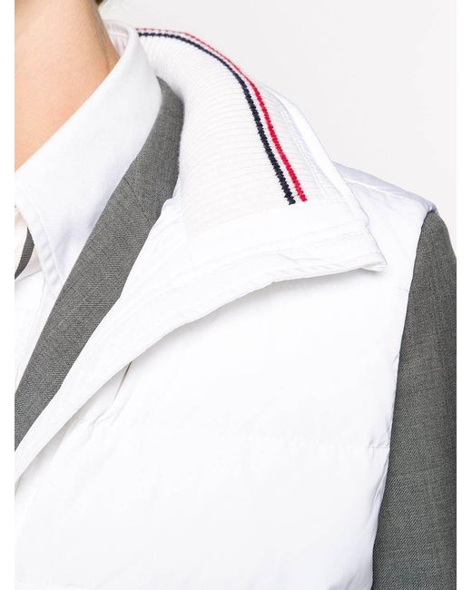 Thom Browne White Rear Stripe Padded Gilet