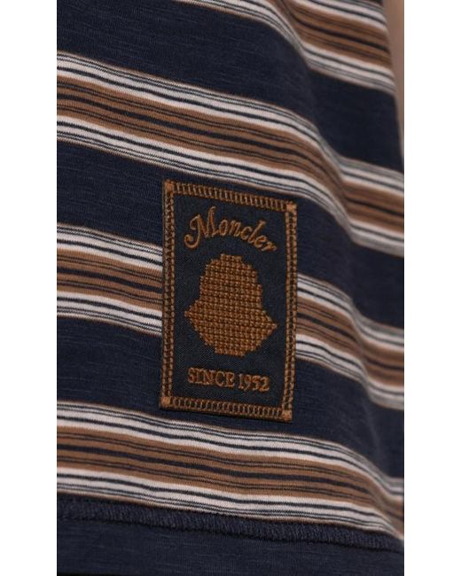 Moncler Blue Striped Polo Shirt