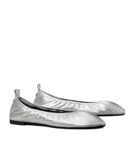 Tory Burch White Eddie Ballet Pumps