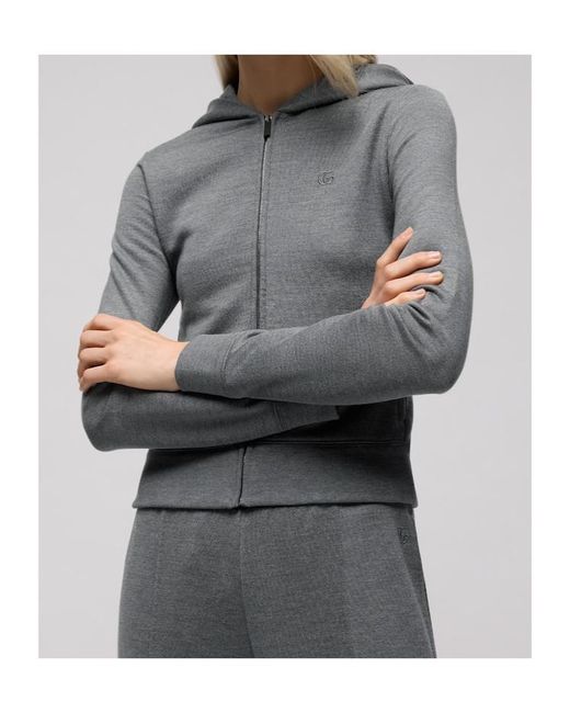 Gucci Gray Cotton Silk Jersey Sweatshirt With Zip