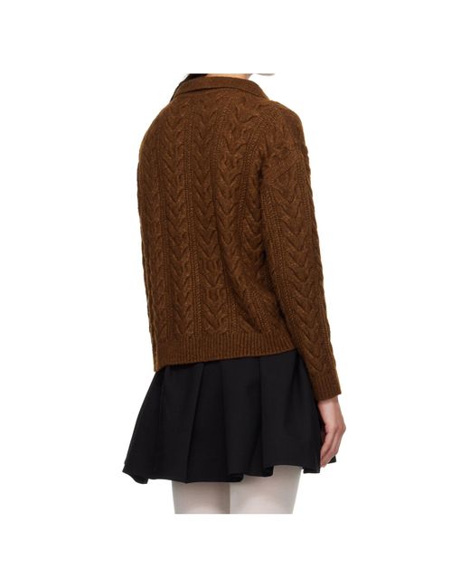 ShuShu/Tong Brown Floral-Appliqué Polo Jumper