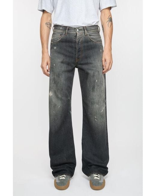Acne Gray Loose-Fit Distressed Jeans for men