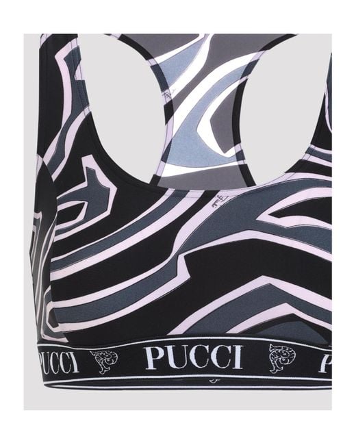 Emilio Pucci Blue Pucci Logo Underband Printed Cropped Top