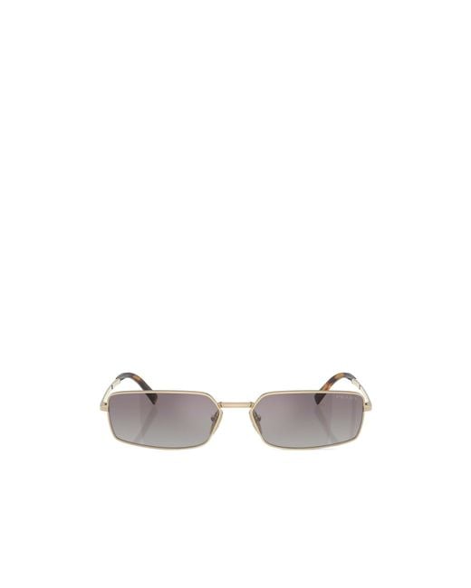 Prada White Eyewear Rectangular Frame Sunglasses
