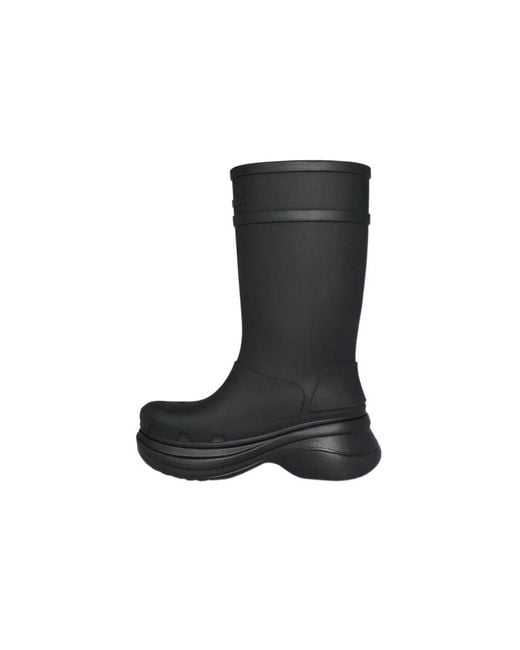 Balenciaga Black X Crocs Logo Debossed Boots
