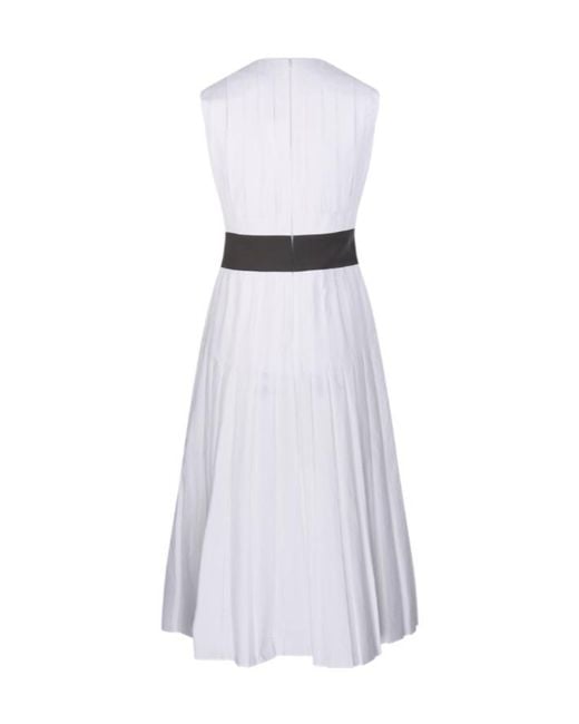 Tory Burch White Pleated Poplin Dress