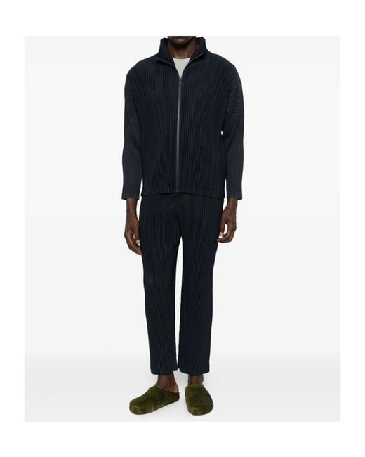 Homme Plissé Issey Miyake Black Pleated Zip-Front Shirt Jacket for men