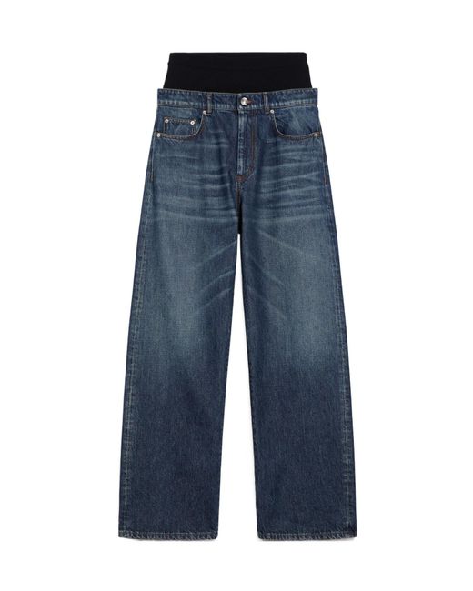 Sportmax Blue Button Detailed Straight Leg Jeans