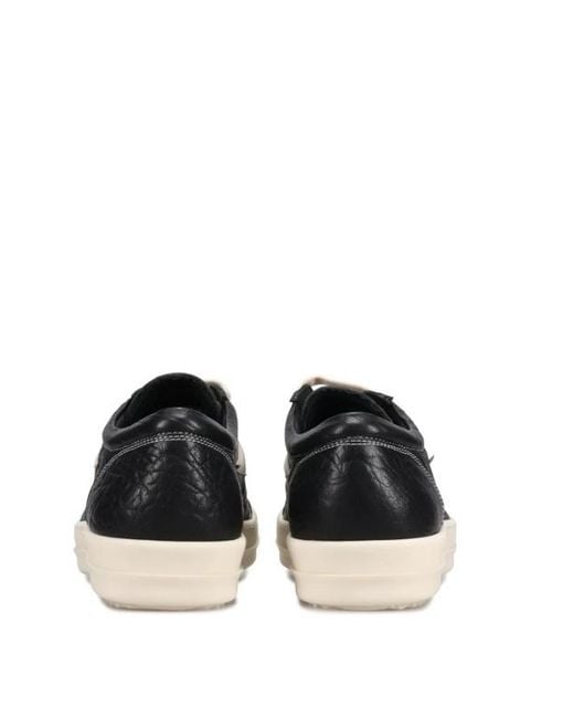 Rick Owens Black Round Toe Lace-Up Sneakers for men