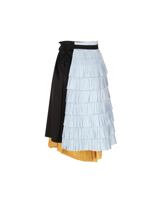 Prada Yellow Pleated Midi Skirt